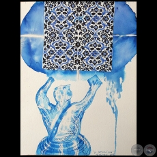 El azulejista - Serie AZUL dibujo sobre papel de Ricardo Migliorisi - Ao: 2018